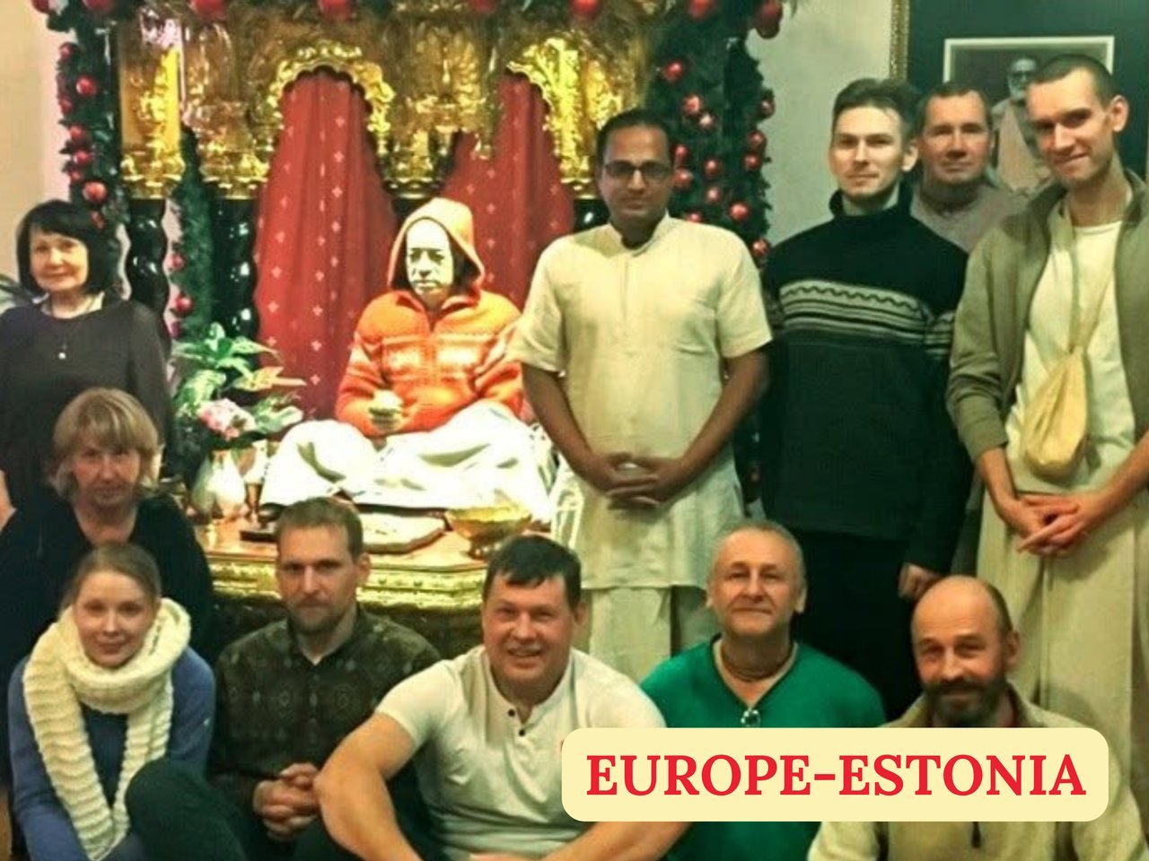 Brajsundar Das with devotees at a temple program in Estonia